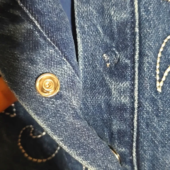 Avec Les Filles Western Embroidered Long Sleeve Denim Dress - Picture 12 of 12